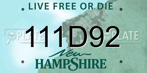 111D92 New Hampshire License Plate