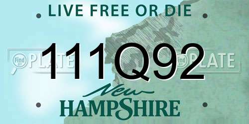 111Q92 New Hampshire License Plate