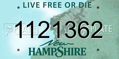 1121362 New Hampshire License Plate