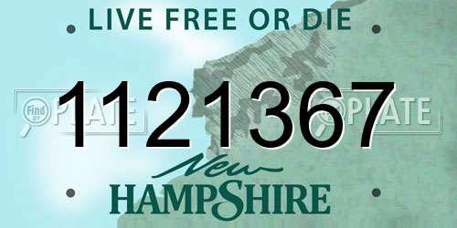 1121367 New Hampshire License Plate