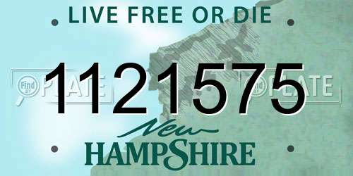 1121575 New Hampshire License Plate