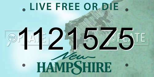 11215Z5 New Hampshire License Plate