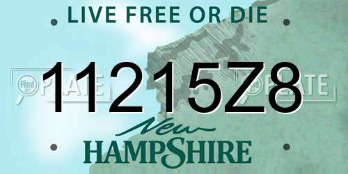 11215Z8 New Hampshire License Plate
