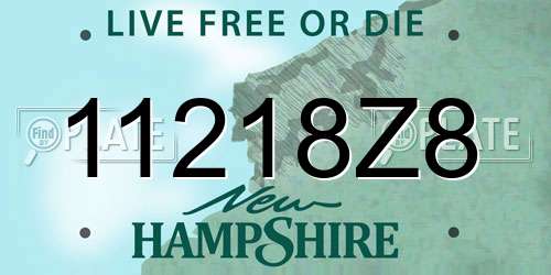 11218Z8 New Hampshire License Plate