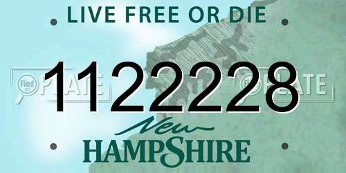 1122228 New Hampshire License Plate