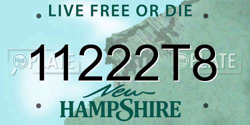 11222T8 New Hampshire License Plate