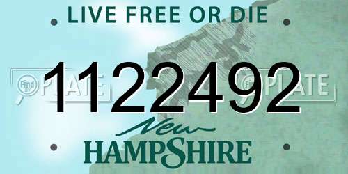 1122492 New Hampshire License Plate