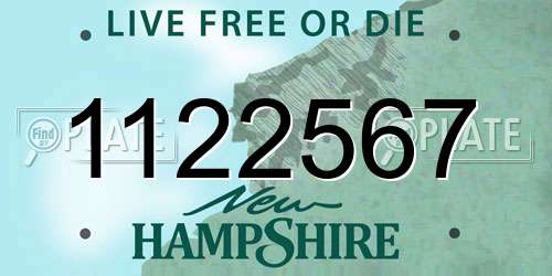 1122567 New Hampshire License Plate