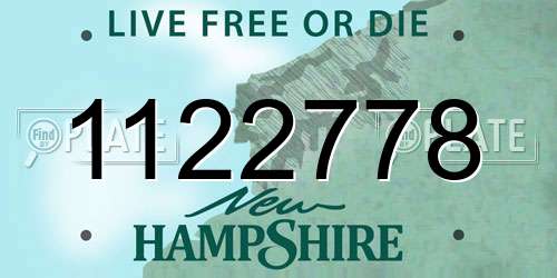 1122778 New Hampshire License Plate