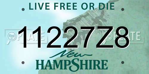 11227Z8 New Hampshire License Plate