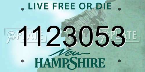 1123053 New Hampshire License Plate