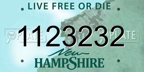 1123232 New Hampshire License Plate