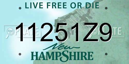 11251Z9 New Hampshire License Plate