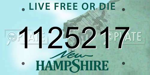 1125217 New Hampshire License Plate