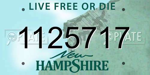 1125717 New Hampshire License Plate