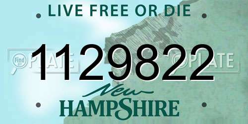 1129822 New Hampshire License Plate