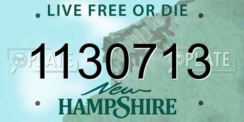 1130713 New Hampshire License Plate