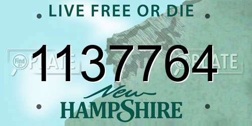 1137764 New Hampshire License Plate
