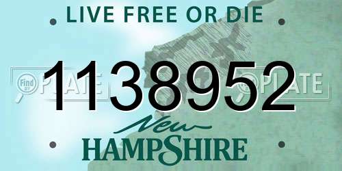 1138952 New Hampshire License Plate