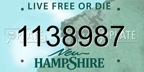1138987 New Hampshire License Plate