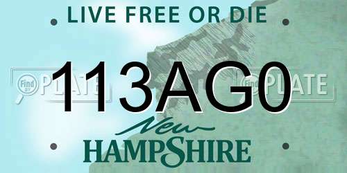 113AG0 New Hampshire License Plate
