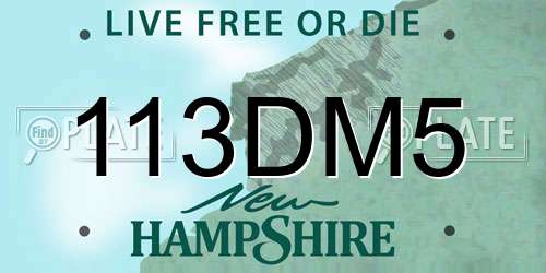 113DM5 New Hampshire License Plate