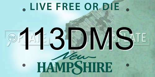 113DMS New Hampshire License Plate