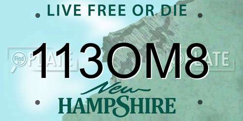 113OM8 New Hampshire License Plate