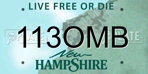 113OMB New Hampshire License Plate