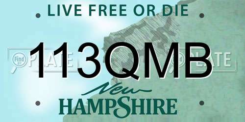 113QMB New Hampshire License Plate