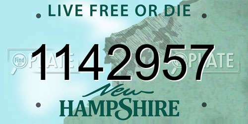 1142957 New Hampshire License Plate