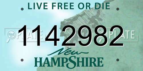 1142982 New Hampshire License Plate