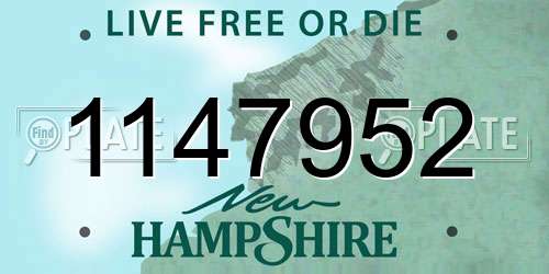 1147952 New Hampshire License Plate