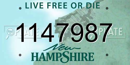 1147987 New Hampshire License Plate