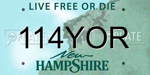 114YOR New Hampshire License Plate