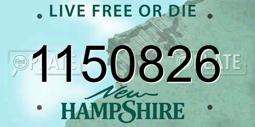 1150826 New Hampshire License Plate
