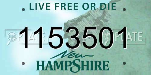 1153501 New Hampshire License Plate