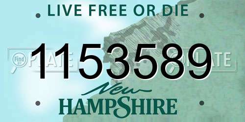 1153589 New Hampshire License Plate