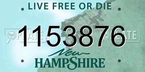 1153876 New Hampshire License Plate