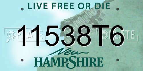 11538T6 New Hampshire License Plate
