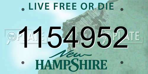 1154952 New Hampshire License Plate