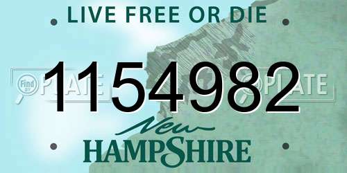1154982 New Hampshire License Plate