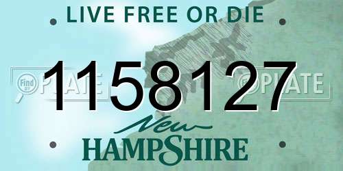 1158127 New Hampshire License Plate