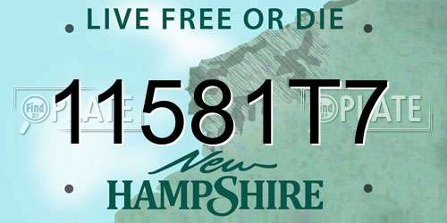 11581T7 New Hampshire License Plate