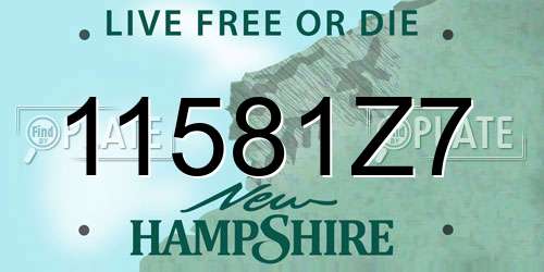 11581Z7 New Hampshire License Plate