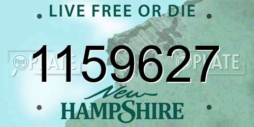 1159627 New Hampshire License Plate