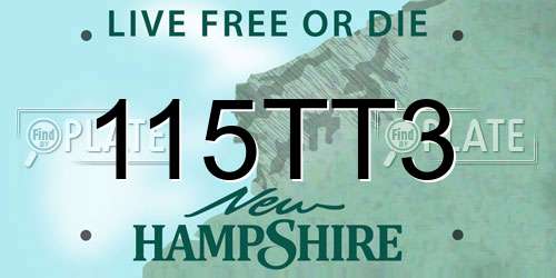 115TT3 New Hampshire License Plate