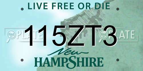 115ZT3 New Hampshire License Plate
