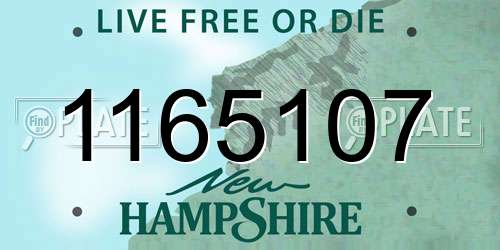 1165107 New Hampshire License Plate