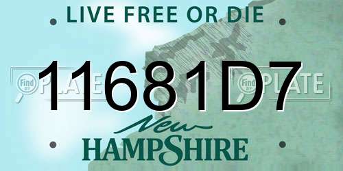 11681D7 New Hampshire License Plate